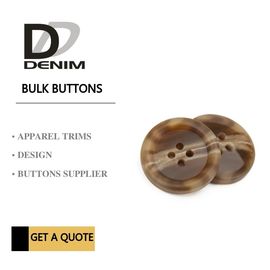 Brown 4 Holes Plastic Buttons For Suits & Coats Horn Effect Finish
